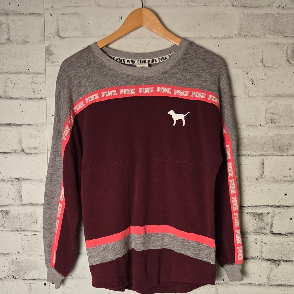 Victoria’s Secret PINK Colorblock Sweatshirt Logo Dog Pullover XS